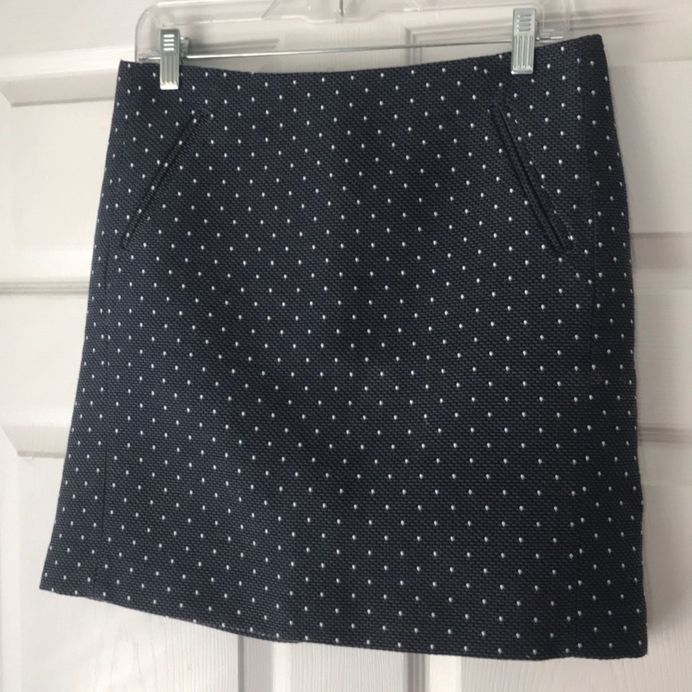 Ann Taylor Loft Navy w/White Dots Skirt Size 8